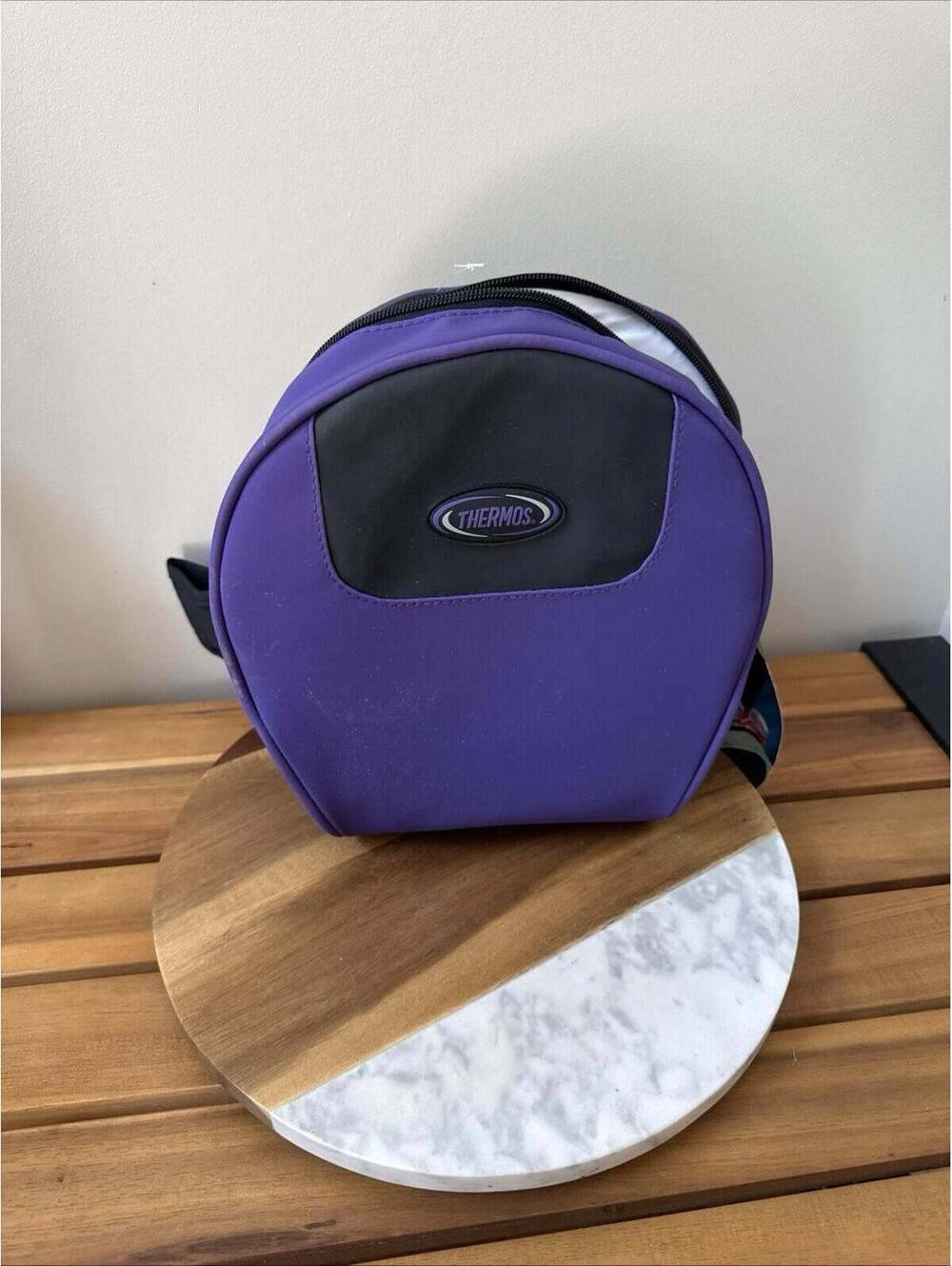 Vtg Thermos Hands Free Canteen Cooler Bag Purple Retro 90s Crossbody 6-12 Can